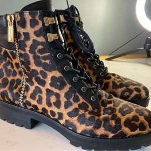 Michael Kors Leopard Print Combat Boots